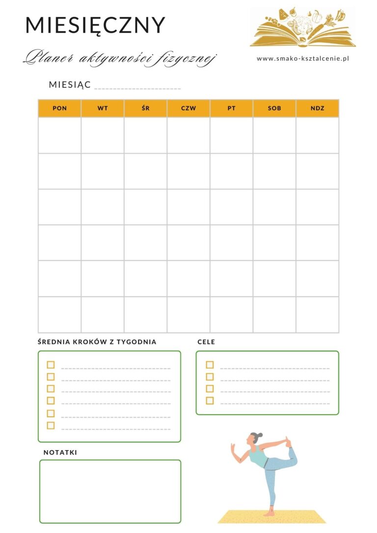 Planer aktywności fizycznej. Artykuł aktywność fizyczna a zachowanie zdrowia.