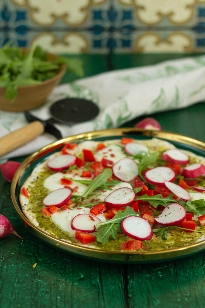 Tortilla na zielonym pesto